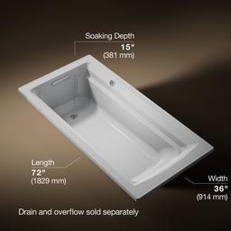 Archer 72'' x 36'' drop-in bath with Bask heated surface - image 3