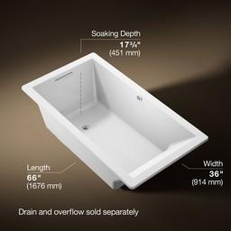 Underscore 66'' x 36'' drop-in bath with Bask heated surface - image 3