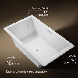 Underscore 72'' x 42'' drop-in bath with Bask heated surface - image 3