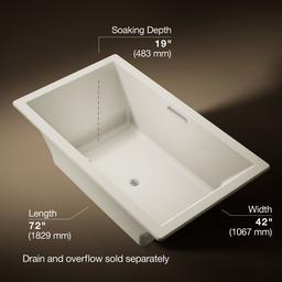Underscore 72'' x 42'' drop-in bath with Bask heated surface - image 3