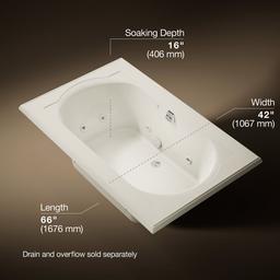Kohler Memoirs 66'' X 42'' Drop-in Whirlpool Bath - Biscuit - image 3