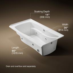 Kohler Mariposa 66'' X 35-7/8'' Alcove Whirlpool Bath with Bask Heated Surface, Integral Flange,... - image 3