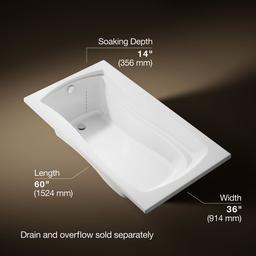 Kohler Mariposa 60'' X 36'' Drop-in Bath With - White - image 3