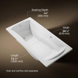 Kohler Mariposa 72-1/4'' X 36-1/4'' Drop-in Heated Bubblemassagee Air Bath With Bask Heated Surfa... - image 3