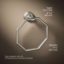 Kohler Pinstripe Towel Ring - Vibrant - Brushed Nickel - image 3