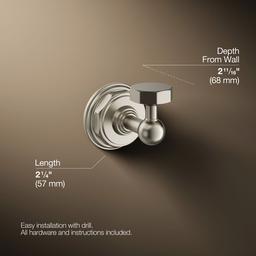 Kohler Pinstripe Robe Hook - Vibrant - Brushed Nickel - image 3