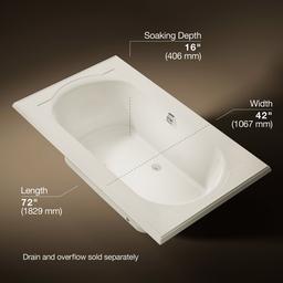 Kohler Memoirs 72'' X 42'' Drop-in Heated Bubblemassagee Air Bath with Bask Heated Surface - Biscuit - image 3