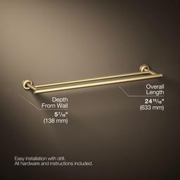 Kohler Purist 24'' Double Towel Bar - Vibrant Brushed Moderne - Brass - image 3