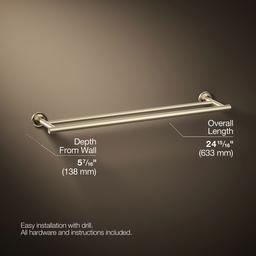 Kohler Purist 24'' Double Towel Bar - Vibrant French Gold - image 3