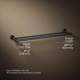 Kohler Purist 24'' Double Towel Bar - - Matte Black - image 3