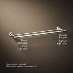 Kohler Purist 24'' Double Towel Bar - Vibrant - Brushed Nickel - image 3