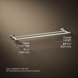 Kohler Purist 24'' Double Towel Bar - Vibrant Polished - Nickel - image 3