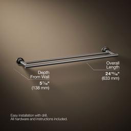 Kohler Purist 24'' Double Towel Bar - Vibrant Titanium - image 3