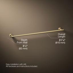 Kohler Purist 30'' Towel Bar - Vibrant Brushed Moderne - Brass - image 3