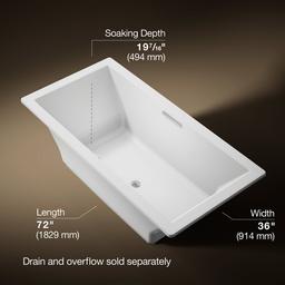 Underscore 72'' x 36'' drop-in bath with Bask heated surface - image 3