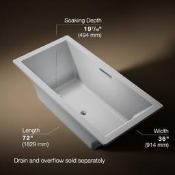 Underscore 72'' x 36'' drop-in bath with Bask heated surface - image 3