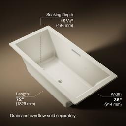 Underscore 72'' x 36'' drop-in bath with Bask heated surface - image 3