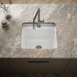 Glen FallsE 25'' top-/undermount single-bowl utility sink - White - image 2