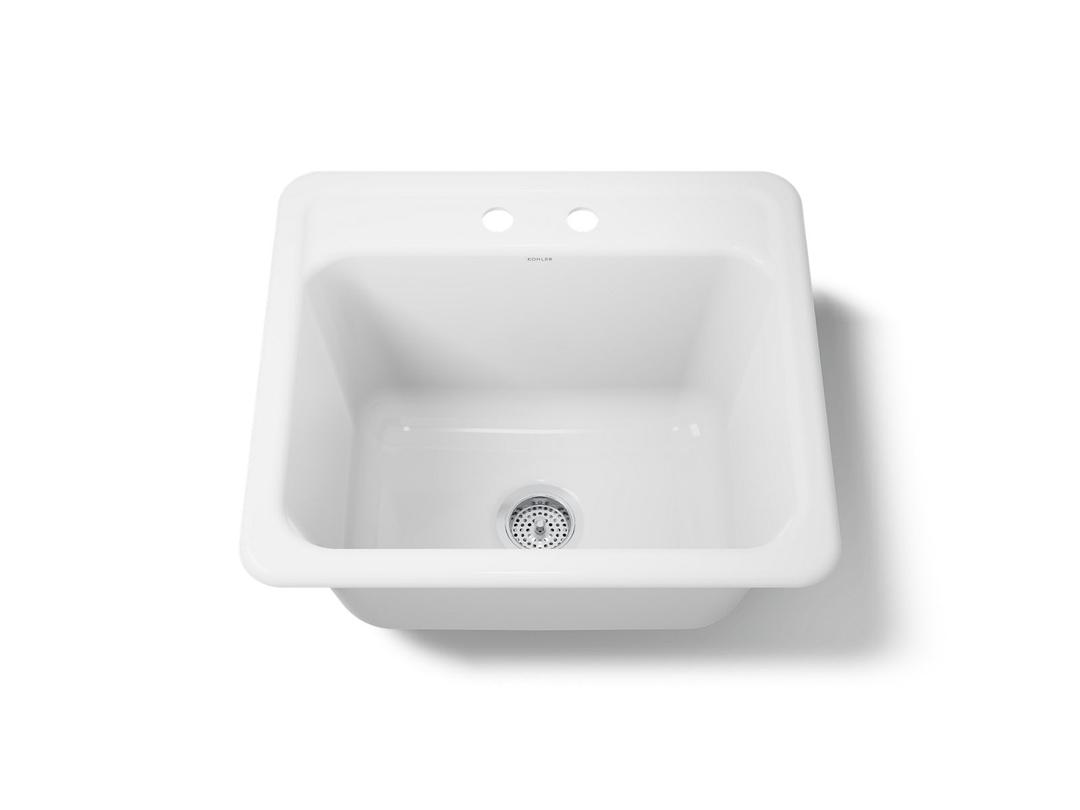 Glen FallsE 25'' top-/undermount single-bowl utility sink - White by Kohler