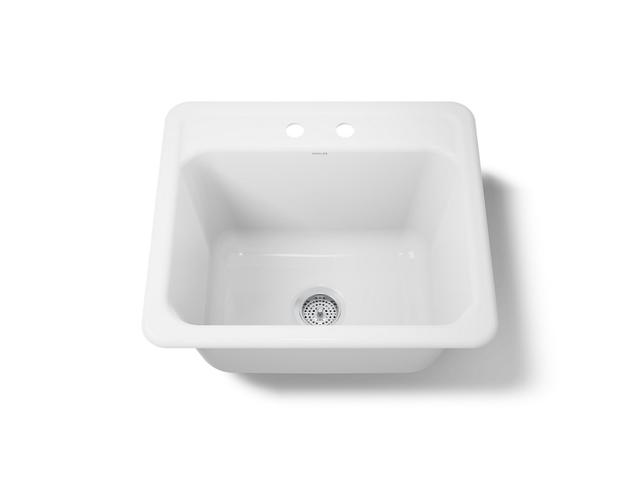Glen FallsE 25'' top-/undermount single-bowl utility sink - White