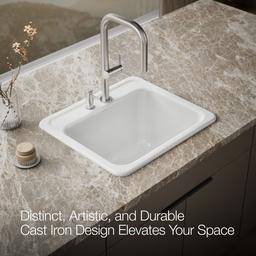 Glen FallsE 25'' top-/undermount single-bowl utility sink - White - image 4