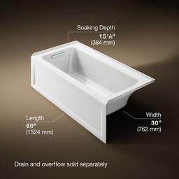Archer 60'' x 30'' alcove bath, left drain - image 3