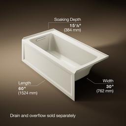 Archer 60'' x 30'' alcove bath, left drain - image 3