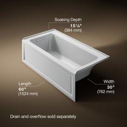 Archer 60'' x 30'' alcove bath with Bask heated surface, alcove left drain - image 3