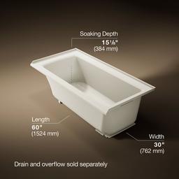 Archer 60'' x 30'' alcove bath, right drain - image 3
