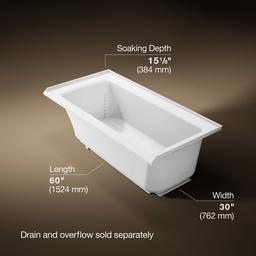 Archer 60'' x 30'' alcove bath with Bask heated surface, right drain - image 3