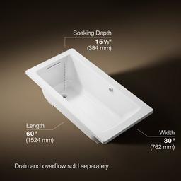 Archer 60'' x 30'' drop-in bath with Bask heated surface - image 3