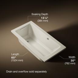 Archer 60'' x 30'' drop-in bath with Bask heated surface - image 3