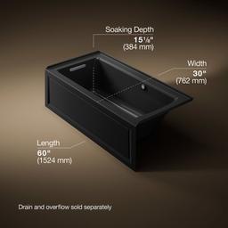 Archer 60'' x 30'' integral apron Heated BubbleMassageE air bath with Bask heated surface and left-hand drain - image 3