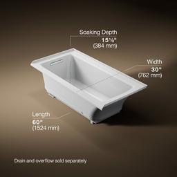 Archer 60'' x 30'' alcove Heated BubbleMassageE air bath, left drain - image 3