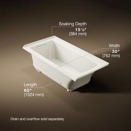 Archer 60'' x 30'' alcove Heated BubbleMassageE air bath, left drain - image 3