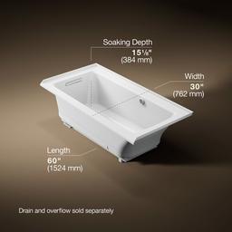 Archer 60'' x 30'' alcove Heated BubbleMassageE air bath with Bask heated surface, left drain - image 3