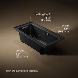 Archer 60'' x 30'' alcove Heated BubbleMassageE air bath with Bask heated surface, left drain - image 3