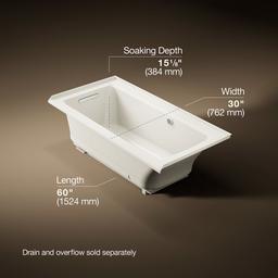 Archer 60'' x 30'' alcove Heated BubbleMassageE air bath with Bask heated surface, left drain - image 3