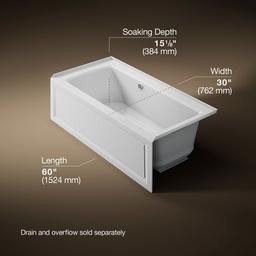 Archer 60'' x 30'' alcove Heated BubbleMassageE air bath with Bask heated surface, right drain - image 3