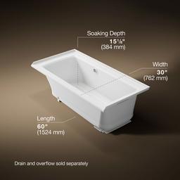 Archer 60'' x 30'' alcove Heated BubbleMassageE air bath, right drain - image 3