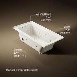 Archer 60'' x 30'' alcove heated whirlpool bath, left drain - image 3