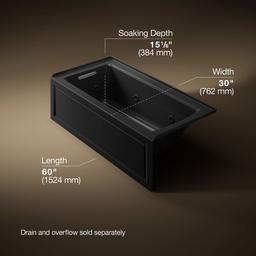 Archer 60'' x 30'' alcove heated whirlpool bath, left drain - image 3