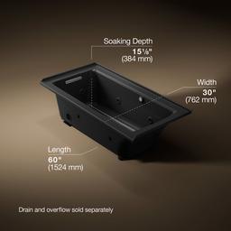 Archer 60'' x 30'' alcove whirlpool bath with Bask heated surface, left drain - image 3