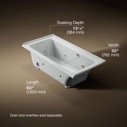 Archer 60'' x 30'' alcove whirlpool bath with Bask heated surface, left drain - image 3