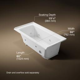 Archer 60'' x 30'' alcove heated whirlpool bath, right drain - image 3