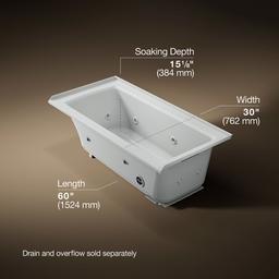Archer 60'' x 30'' alcove heated whirlpool bath, right drain - image 3