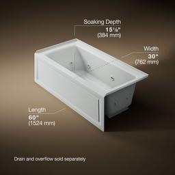 Archer 60'' x 30'' alcove heated whirlpool bath, right drain - image 3