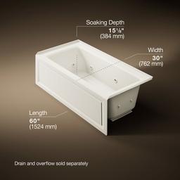 Archer 60'' x 30'' alcove heated whirlpool bath, right drain - image 3