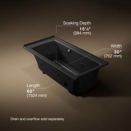 Archer 60'' x 30'' alcove whirlpool bath with Bask heated surface, right drain - image 3