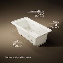 Archer 60'' x 30'' alcove whirlpool bath with Bask heated surface, right drain - image 3